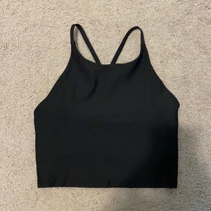 Black longline light support sports bra
